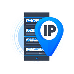 Poster - IP Address and Data and Networks. Internet Protocol. Technological concept. Vector illustration.