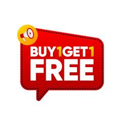 Poster - Buy One Get One Free. Promotion Discount banner. Coupon icon. Modern concept design. Banner with offer badge. Vector illustration.