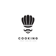 Cooking chef logo. Chef with chef's hat and thick mustache, for mexican or indian cuisine logo