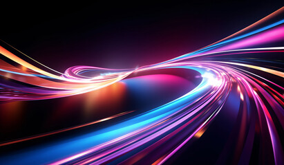 Dynamic composition of bright lines, abstract background. Glowing swirls.