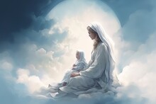 Photo Illustration Of The Orthodox Mother Of God Virgin Mary With The Baby Biblical Picture AI