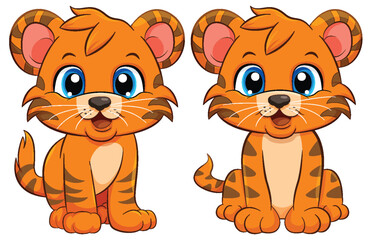 Wall Mural - Adorable Baby Tiger Cartoon Character