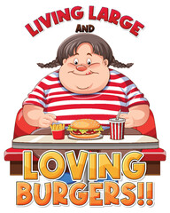 Poster - Overweight Woman and Fast Food Temptation