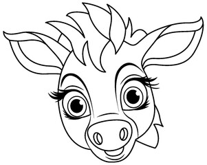 Poster - Cute horse head doodle coloring characte