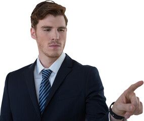 Poster - Digital png photo of busy caucasian businessman on transparent background