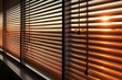 Close-up aluminum Venetian blinds on modern window.