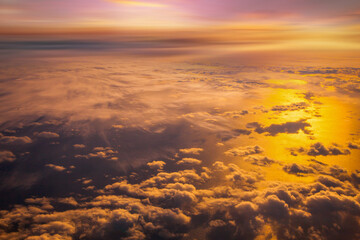 Wall Mural - abstract clouds background and texture, clouds and sky from airplane window view,