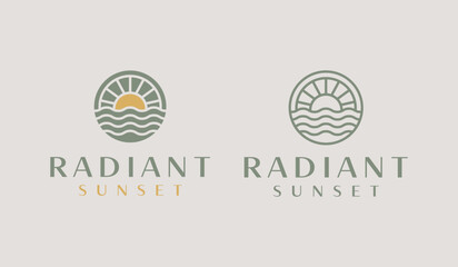 Sunset wave Logo Template. Universal creative premium symbol. Vector illustration