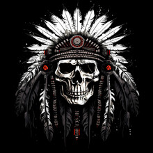 American Indian Skull Head Illustration