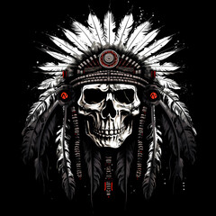 american indian skull head illustration