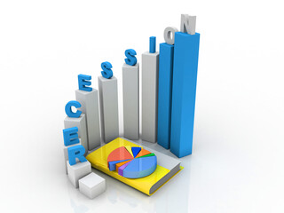 Poster - 3d rendering Folder icon with paper sheet and 3D Graph