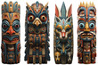 different indian colorful and artfully crafted totem poles on a transparent background, Generative AI