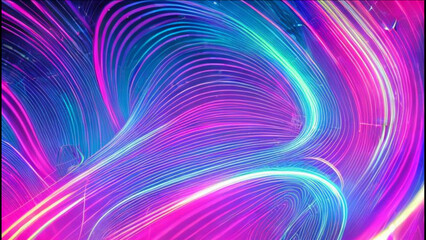 Wall Mural - 3d render, abstract neon wallpaper, colorful fantastic background with curvy shape glowing in ultrav