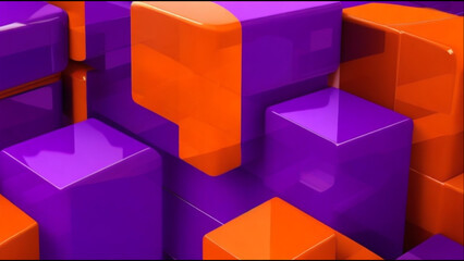 Wall Mural - abstract orange and purple cubes big blocks ai generative