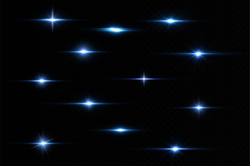 Wall Mural - Glow effect. Blue glowing particles, stars. Vector illustration.