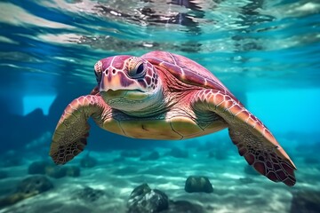 Wall Mural - a turtle in the sea