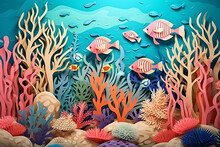  Underwater World Papercut, Fish And Corals In The Ocean