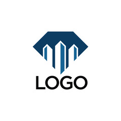 building logo with abstract and diamond graphic design concept for real estate