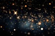 © Arlessa - Image of stars floating over light spots on black background, bokeh, blurry, sparks. Made with Generative AI