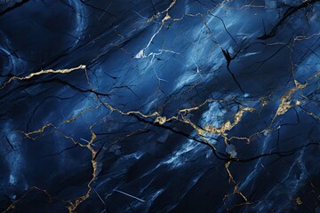 elegant navy blue marble texture background with gold streaks.