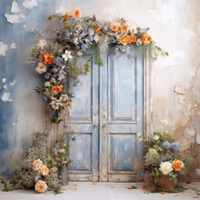 Doors Backdrops, Photoshop Overlays, Flowers Arch Backdrop Overlays, Photography Background, Studio Backdrops