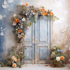 Doors Backdrops, Photoshop Overlays, Flowers arch Backdrop Overlays, Photography Background, Studio Backdrops