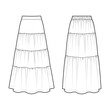 Women's Tiered Maxi Skirt fashion vector sketch - Illustrator CC