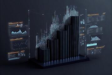 Aufkleber - Abstract data graph concept with data clusters and particles. Digital sorting and management concept for business and finance. Generated AI.