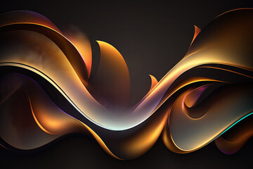 Poster - Abstract colorful glossy wallpaper. Shiny wavy texture with details. Background with curvy shapes. Generative Ai