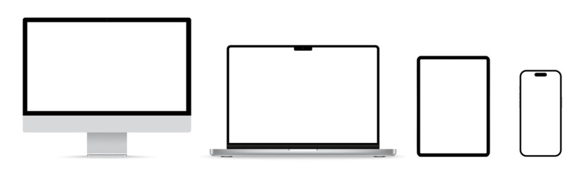 Wall Mural - computer, laptop, tablet, smartphone, phone set. device screen set. desktop. realistic smartphone, l