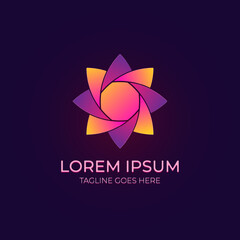 Poster - gradient flower logo design.wordmark logo