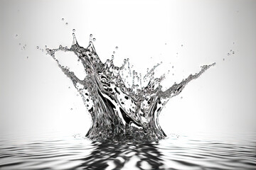 Poster - Water splash with beautiful drops flying away. Liquid motion background. Generated AI.