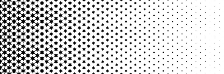 Poster - horizontal black halftone of star design for pattern and background.