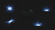 Blue star, bright particles, burning blue lights, stars, lasers, blue flash.
