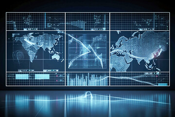 Wall Mural - ai generative. business analysis of financial graph on virtual touch screen