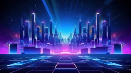 Retro futuristic 1980s Style background, Retro Wave Music Festival. Generative Ai