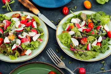 Canvas Print - Salad of fresh vegetables and herbs