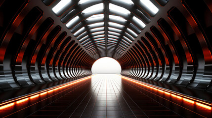 Poster - Futuristic Tunnel: Exploring the Dark Corridor. Garage Showroom 