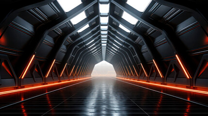 Poster - Modern Industrial Corridor: Futuristic Garage Entrance