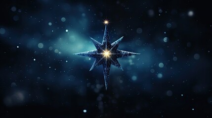 Wall Mural - bright starry nativity: the birth of jesus christ in bethlehem with a dark blue starry sky and brigh
