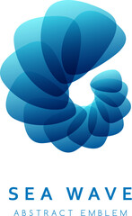 Wall Mural - Swirl nautical abstract emblem. Blue marine vector logo.