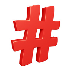 Canvas Print - 3D red hashtag symbol or icon design