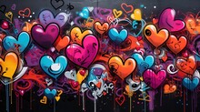 Abstract Street Art Grafitti Background, Heart Background, Genertive Ai