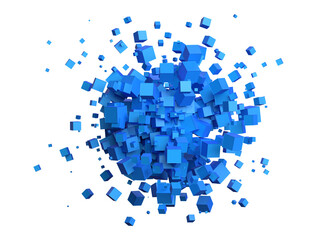 Poster - Blue cubes, 3d render