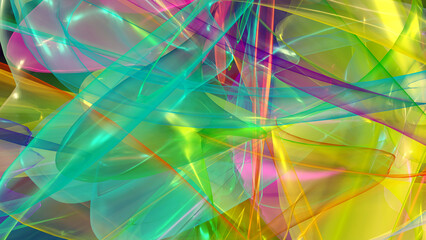Poster - Abstract colorful neon light background with smooth curvy lines in 3d rendering for covers concept