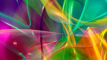 Wall Mural - Abstract colorful neon light background with smooth curvy lines in 3d rendering for covers concept