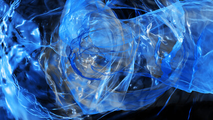 Poster - Abstract blue background with light smooth curvy lines in 3d rendering for covers concept