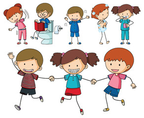 Wall Mural - fun doodle kids doing various activities