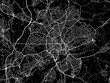 Vector road map of the city of  Nottingham in the United Kingdom on a black background.