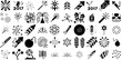 Mega Set Of Fireworks Icons Pack Hand-Drawn Black Cartoon Elements Icon, Collection, Celebration, Festival Graphic Isolated On Transparent Background